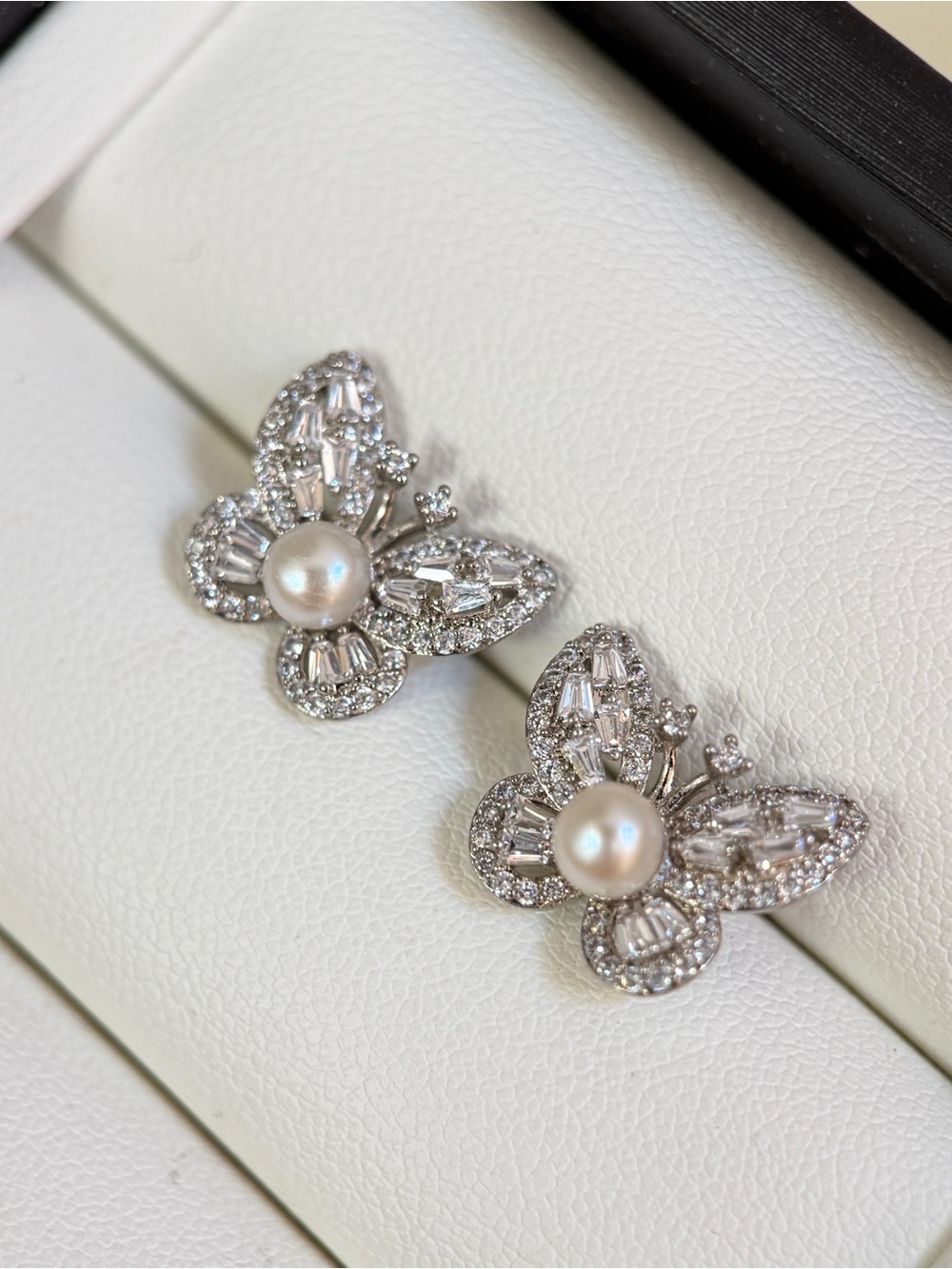 Crystal Butterfly Freshwater Pearl Earrings
